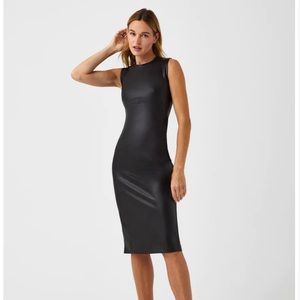 Spanx leather like sleeveless sheath dress NWT